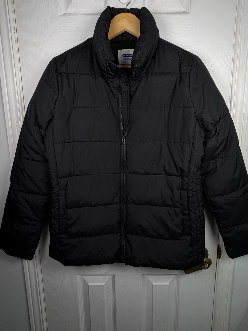 Old Navy Black Quilted Puffer Jacket Women's M Lightweight Insulated Minimalist